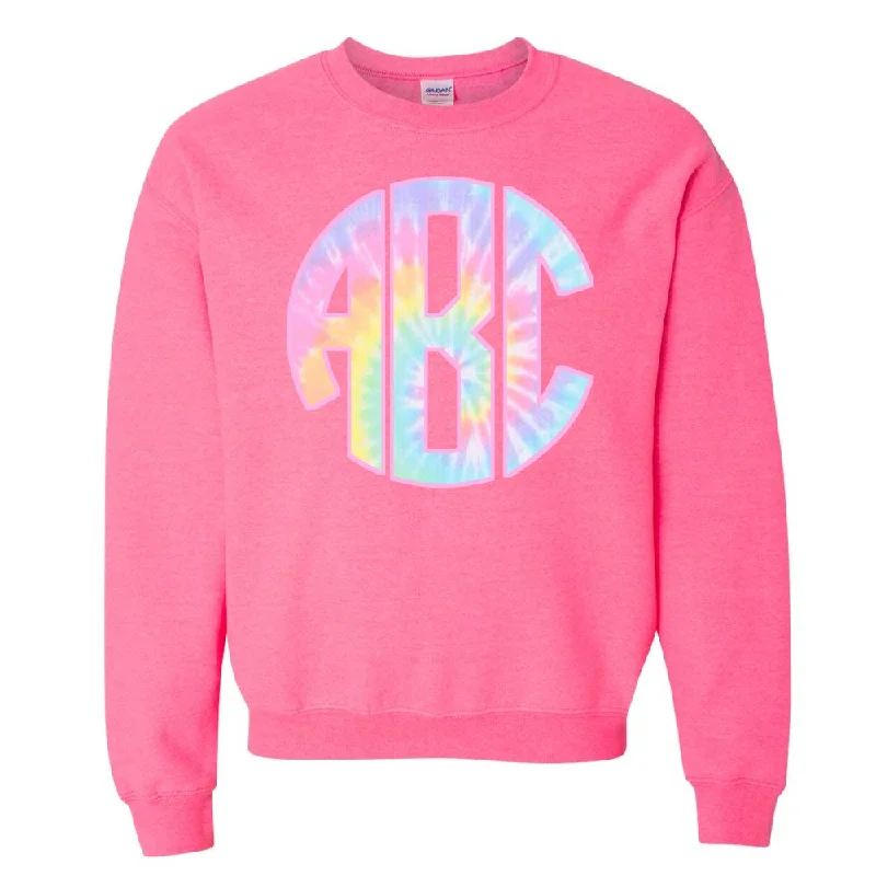 Monogrammed 'Tie Dye' Big Print Crewneck Sweatshirt