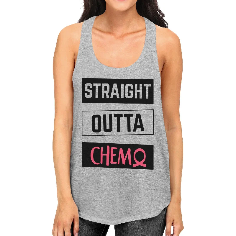 Straight Outta Chemo Breast Cancer Womens Grey Tank Top