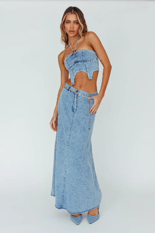 Romcom Maxi Skirt Denim Blue