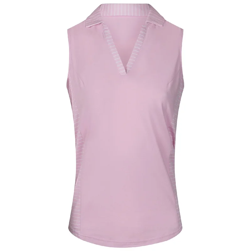 Womens Sleeveless Open Placket Shirt Pink - AW24