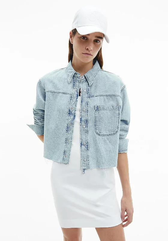 Calvin Klein Cropped Denim Shirt, Blue