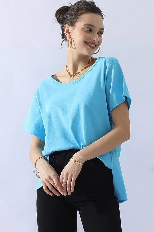 LOOSE FIT ROUND NECK SHORT SLEEVE T SHIRT TOP