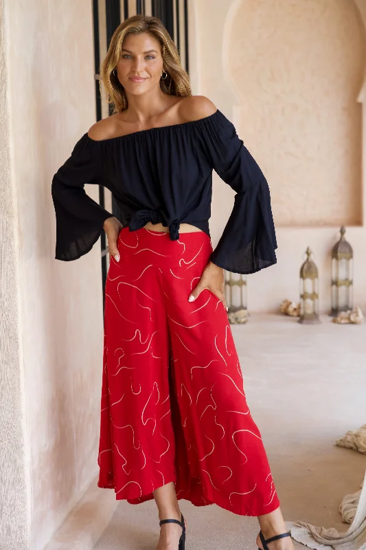 VBLP106 - SYDNEY WIDE LEG PANT - SWIRL CHERRY