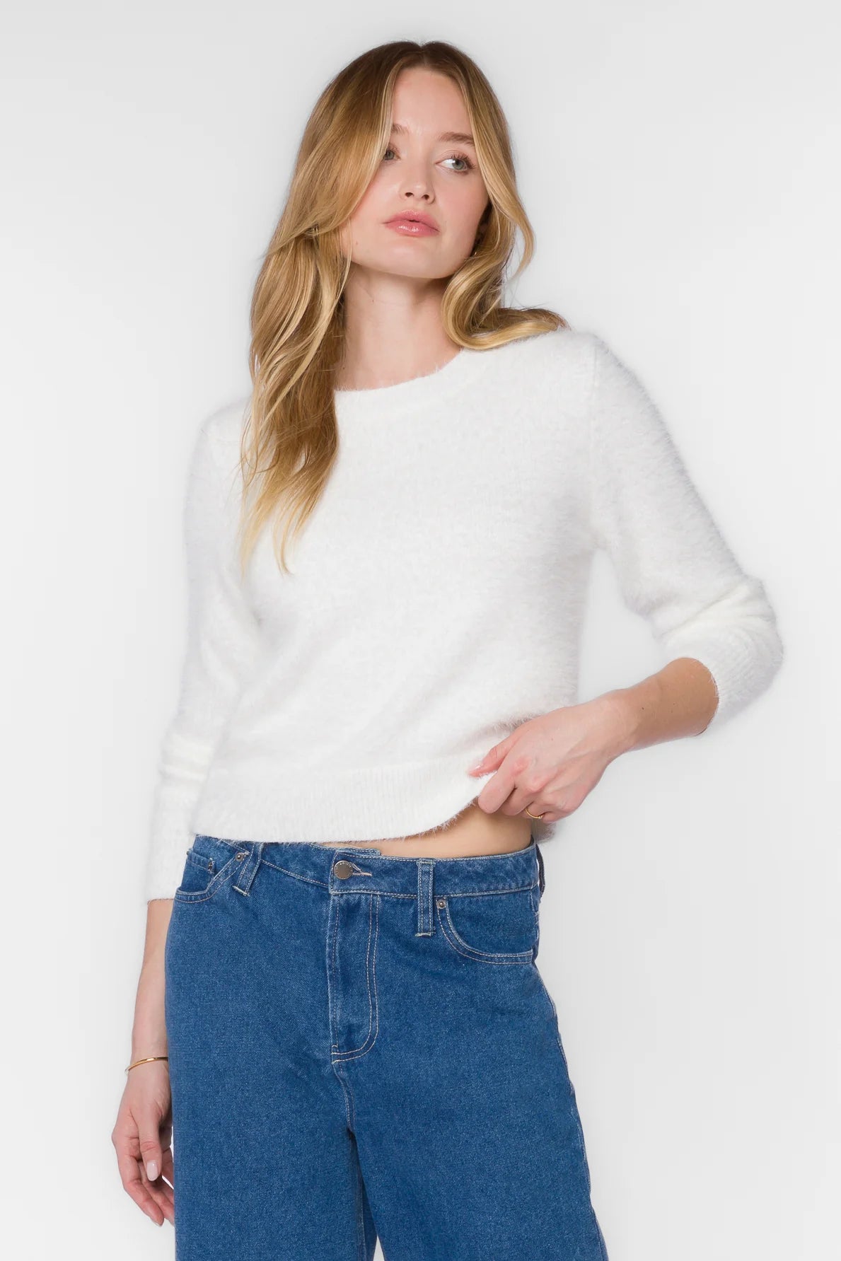 Zosia Winter White Fuzzy Sweater