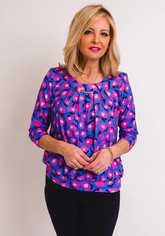 Leon Collection Abstract Floral Top, Purple & Pink