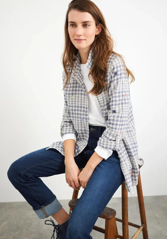 White Stuff Heather Longline Checkered Shirt, Blue