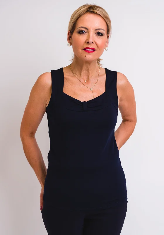 Micha Bow Neckline Vest Top, Navy