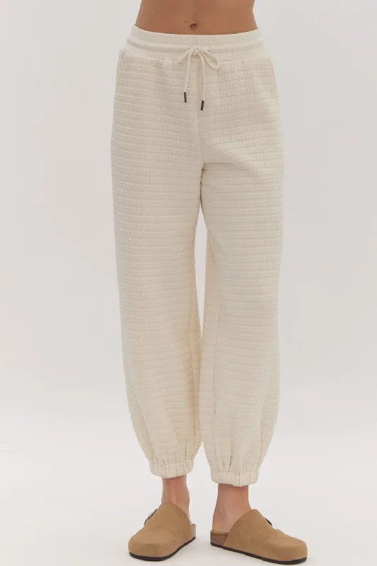 True Love Cream Textured Joggers