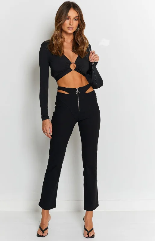 Margherita Hip Cut Out Pants Black