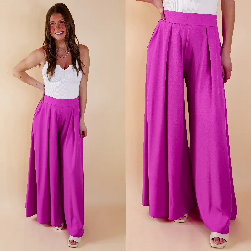 Urban Wonders Wide Leg Pants in Magenta Purple