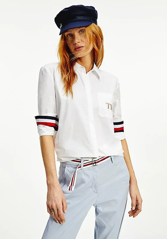 Tommy Hilfiger Women's Monogram Embroidery Shirt, White