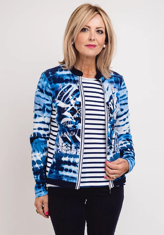 Just White Graphic & Stripe Print Twinset, Blue & White