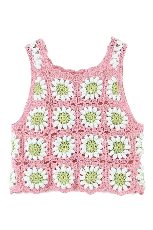 'Tayla' Crochet Flower Top Vest