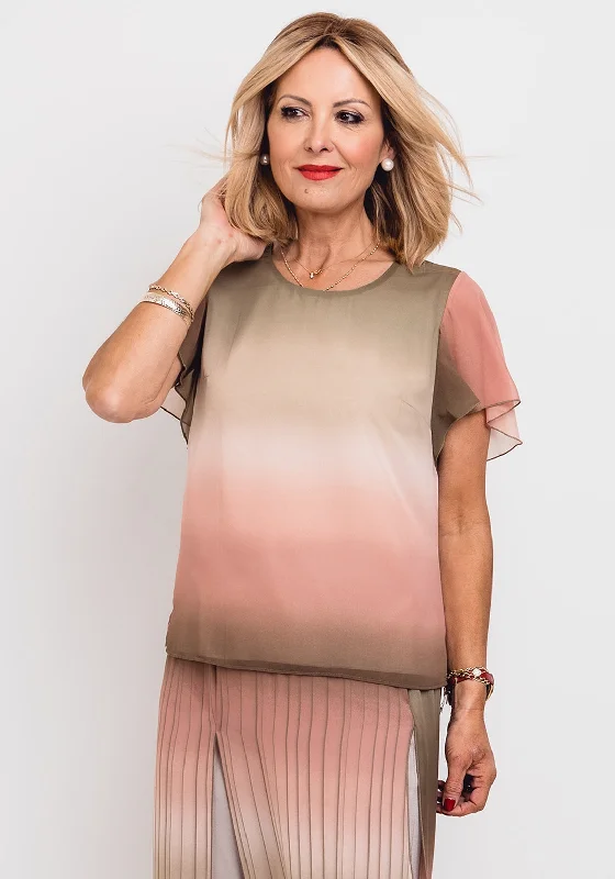 Meri Esca Ombre Print Top, Green & Pink