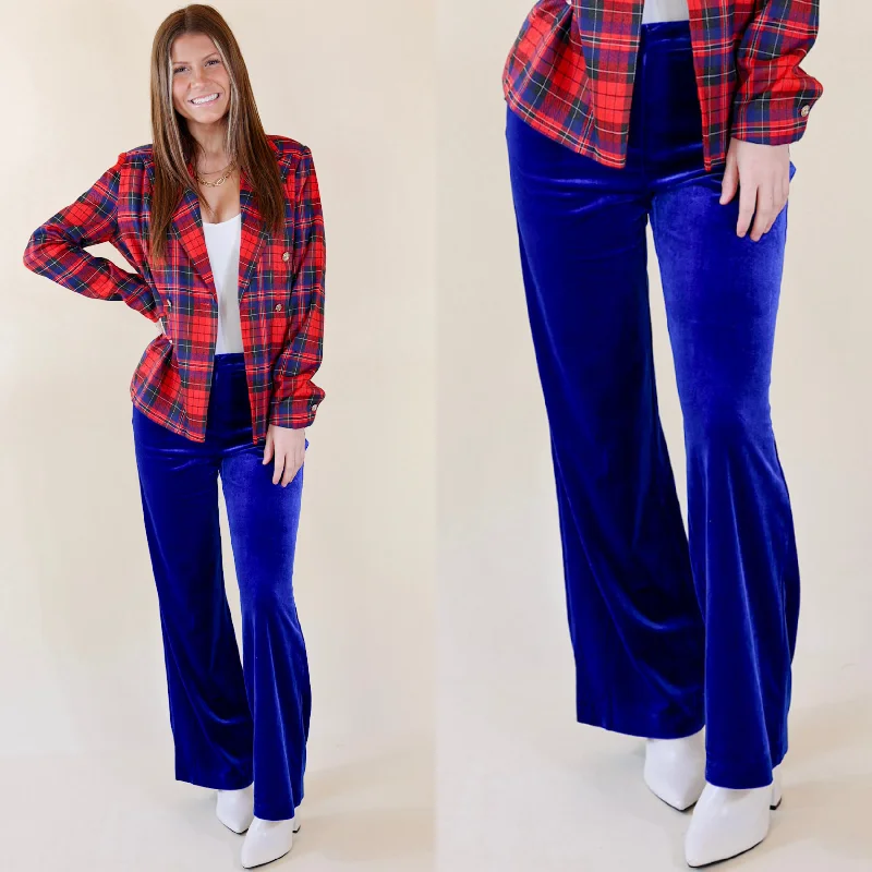 Chic Arrival Velvet Trouser Pants in Royal Blue