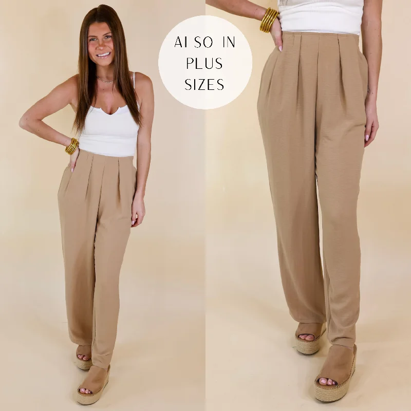 Trading Favors Pleated Detail Pants in Light Tan