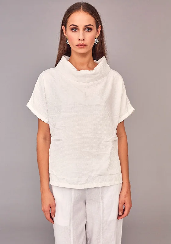 Naya Textured Cowl Neck Top, White