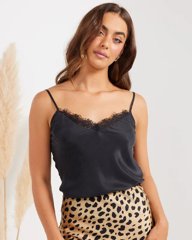 Abella Silk Top-Black