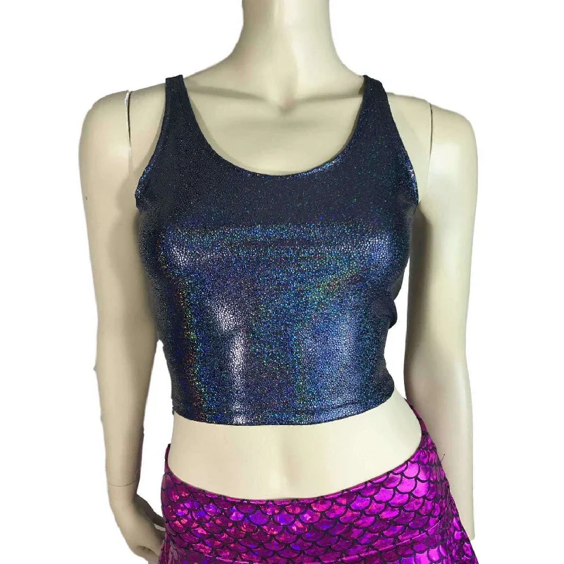 Crop Tank Top - Black Holographic