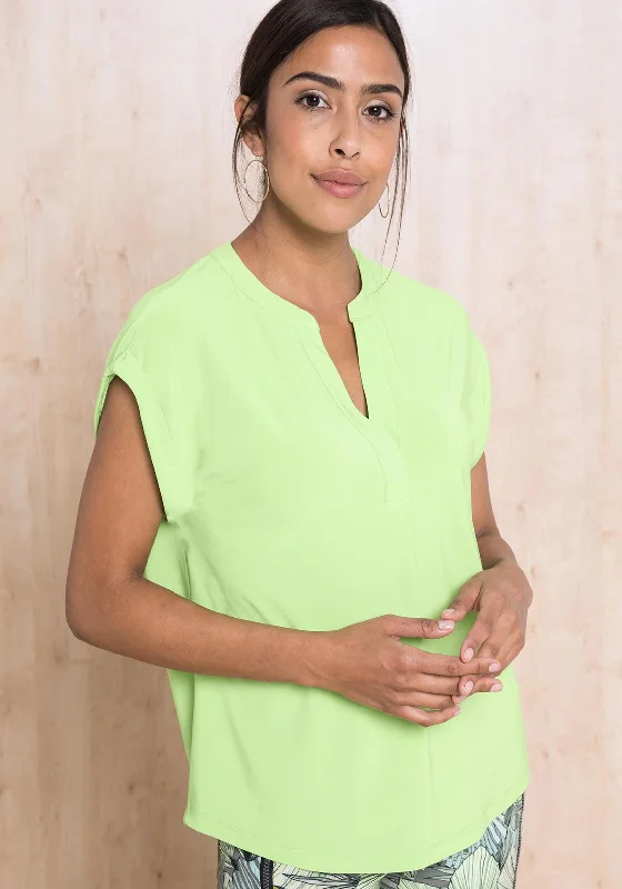 Bianca Julie Cap Sleeve Open Neckline Shirt, Green