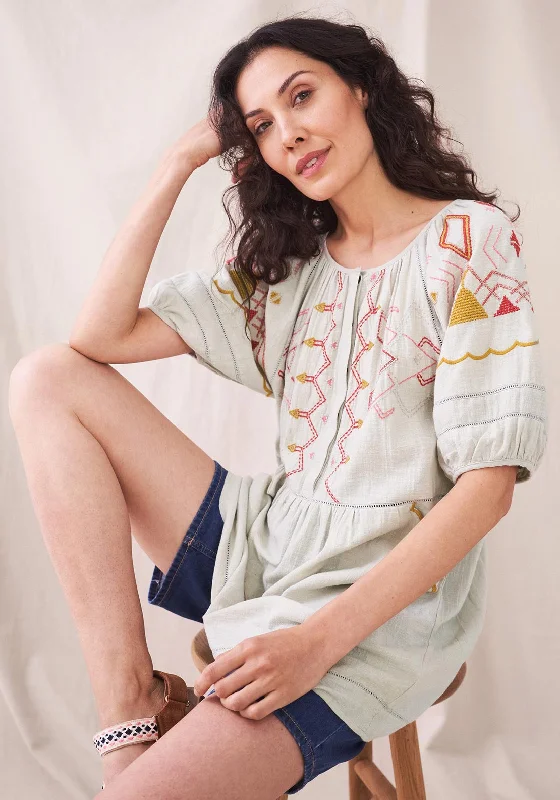 White Stuff Ottoline Embroidered Tunic, Natural Multi