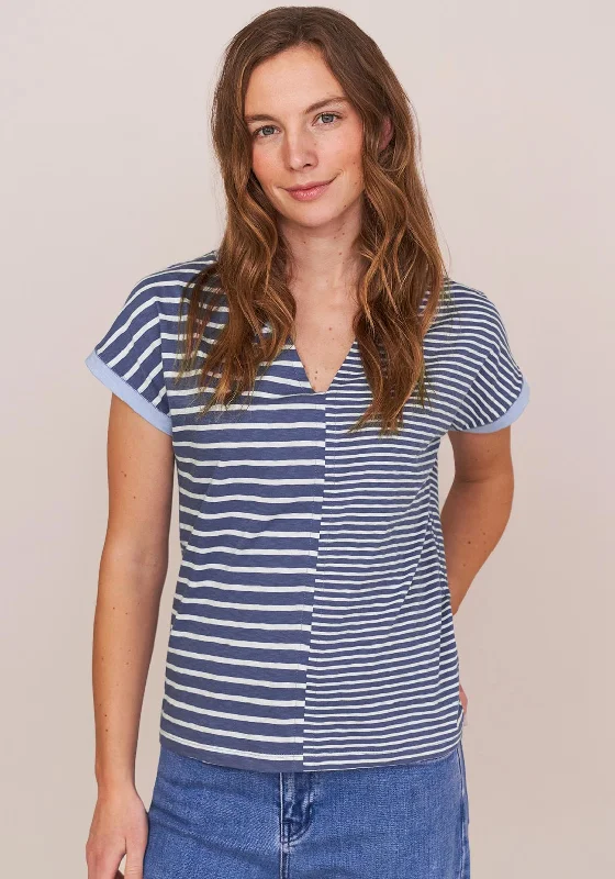 White Stuff Nelly Notch Striped T-Shirt, Blue